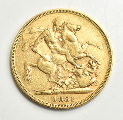 Lot 42 - A Queen Victoria full gold sovereign, young...