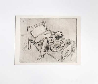 Lot 20 - Marc Chagall (1887-1985): Stretched on the Bed,...