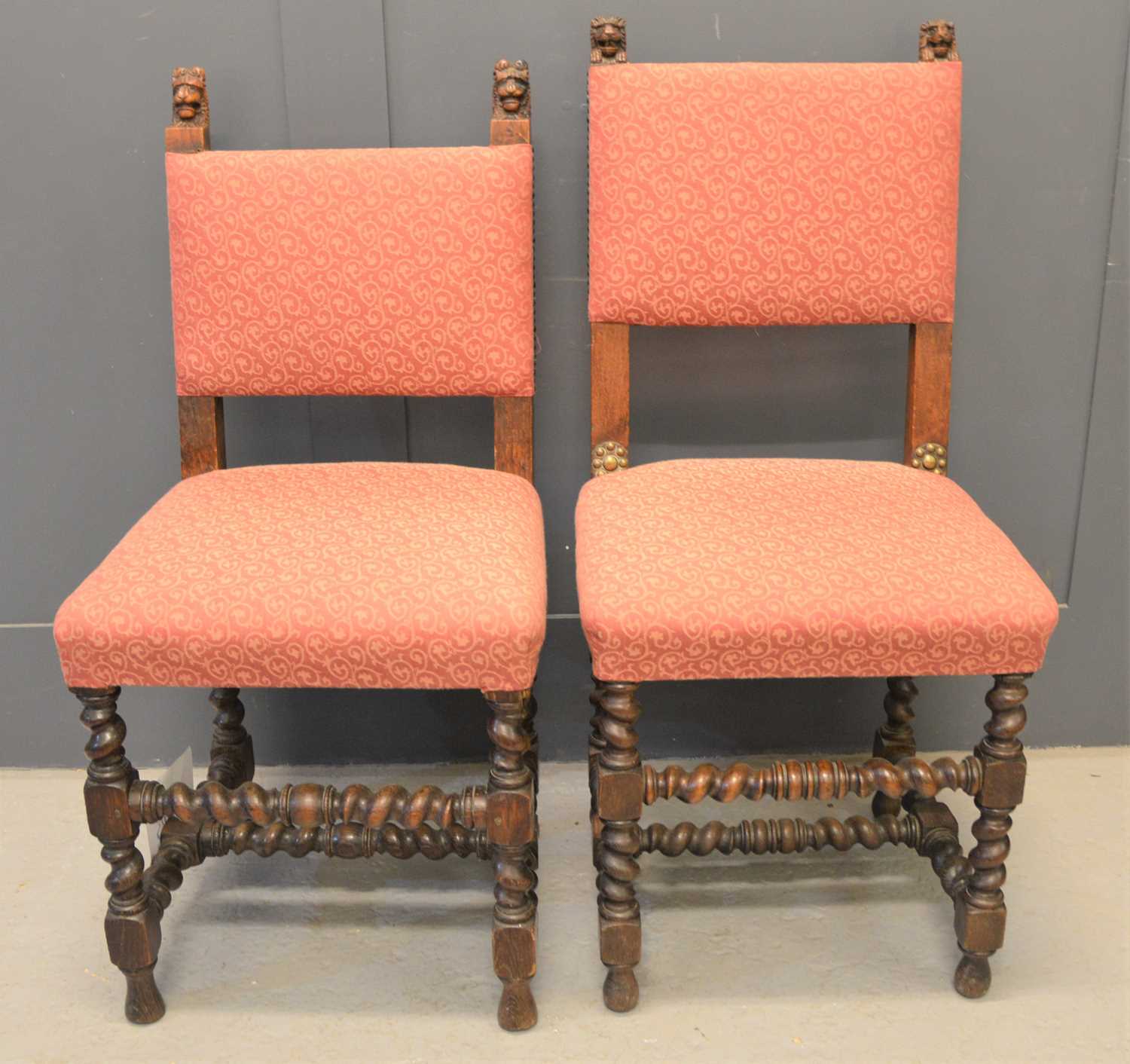 Lot 575 - Two similar 19th century hall chairs with oak...