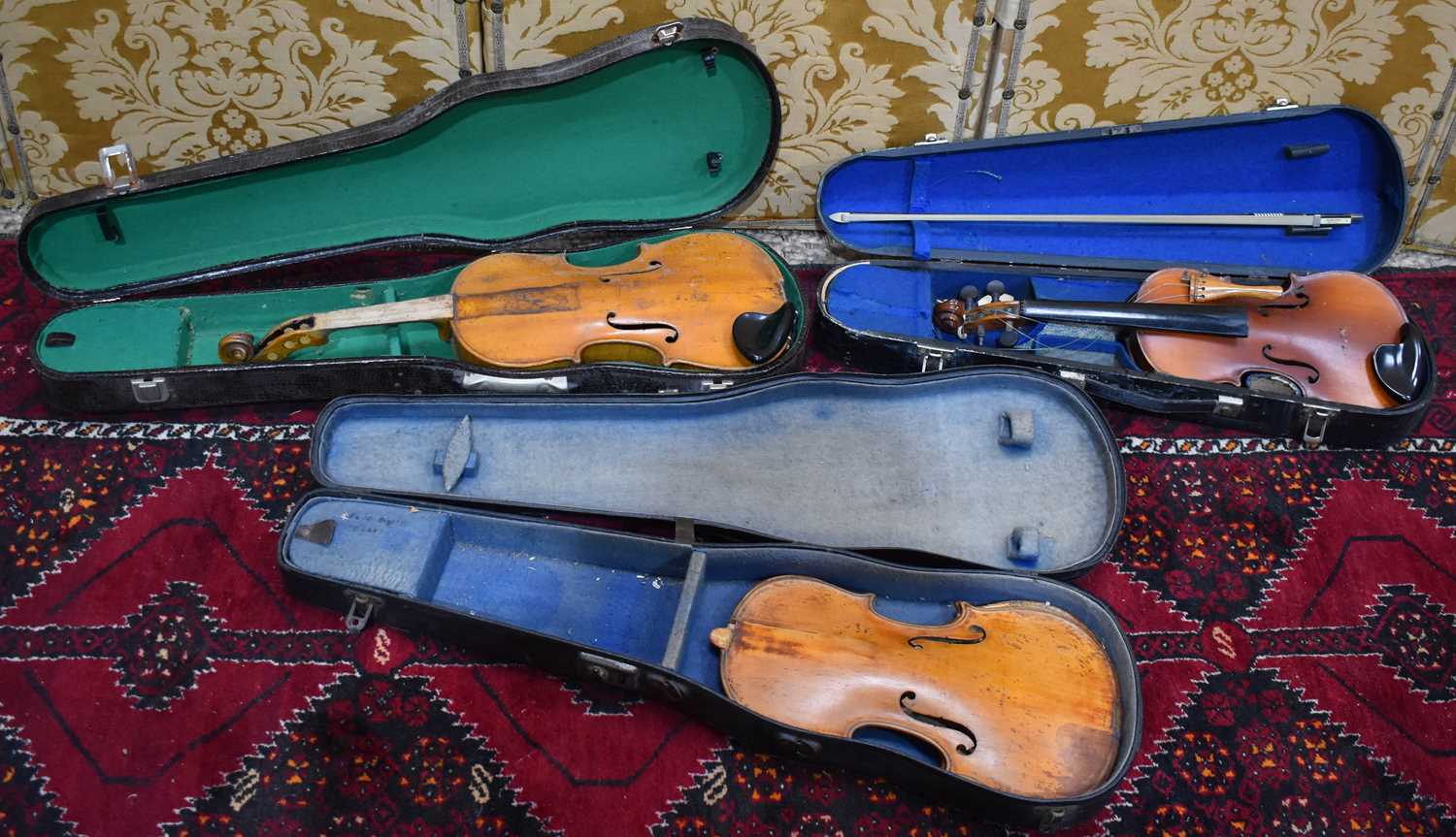 Lot 534 - A Skylark Brand violin with a Golden Strad bow...