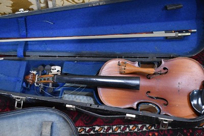 Lot 534 - A Skylark Brand violin with a Golden Strad bow...
