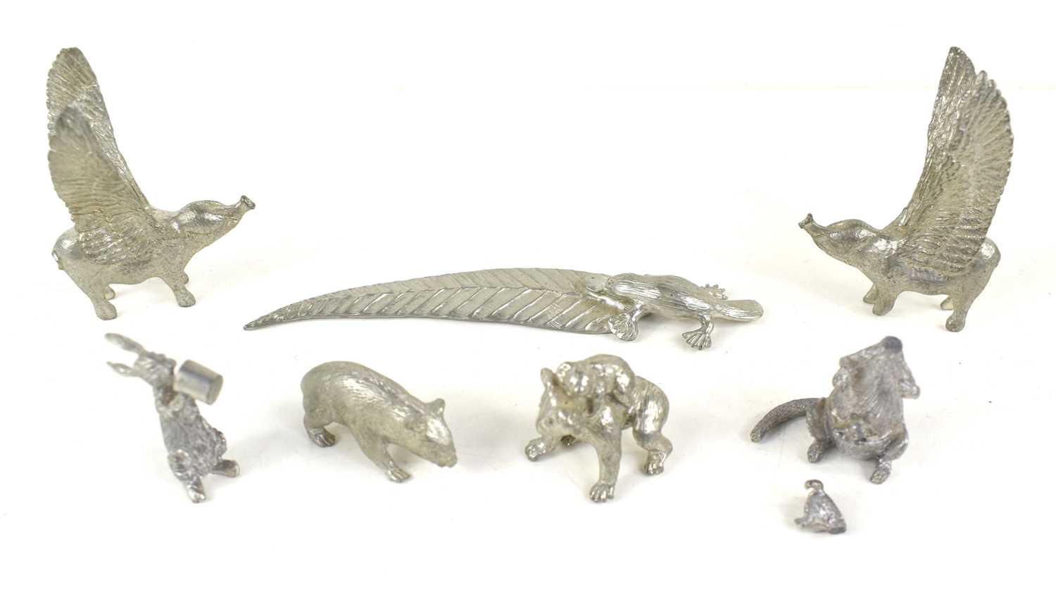 Lot 324 - A group of seven 'Australia's Fauna' pewter...