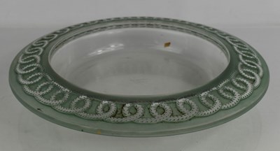 Lot 154 - A Lalique shallow glass bowl with green chain...