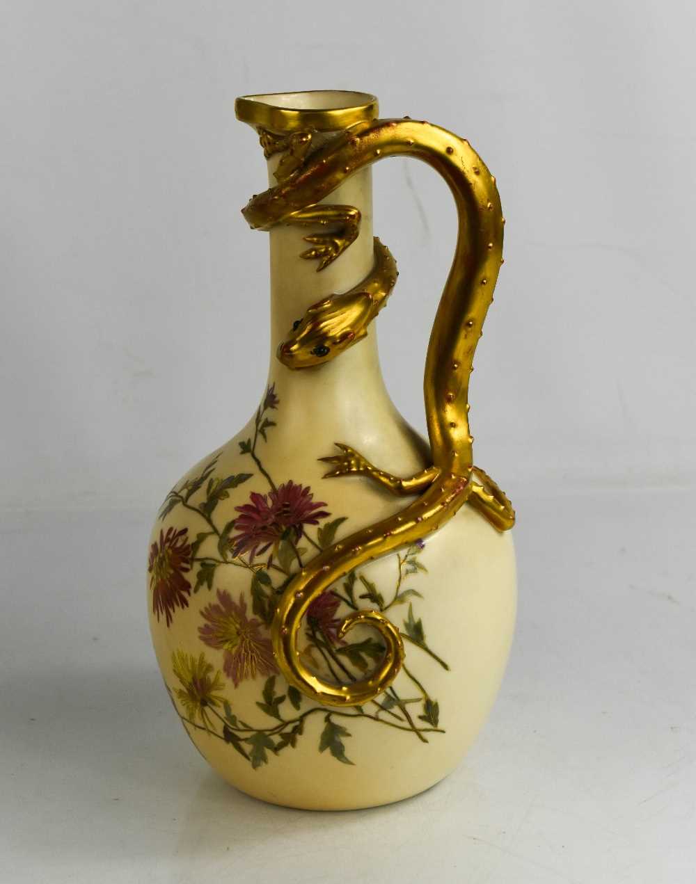 Lot 156 - A Royal Worcester blush ivory jug, with lizard...