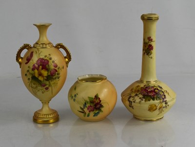 Lot 159 - Three pieces of Royal Worcester blush ivory...