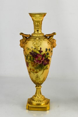 Lot 163 - A ROyal Worcester blush ivory vase painted...