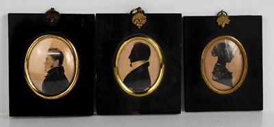 Lot 78 - Three Victorian silhouette profile portraits,...