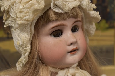 Lot 56 - A DEP Jumeau bisque headed doll, stamped DEP...
