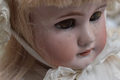 Lot 56 - A DEP Jumeau bisque headed doll, stamped DEP...