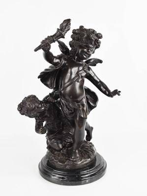Lot 126 - A mid 20th century bronze sculpture of two...