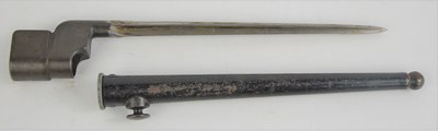 Lot 198 - A Lee Enfield, WWII Singer spike bayonet...