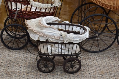 Lot 52 - Four 20th century Victorian-style dolls prams...