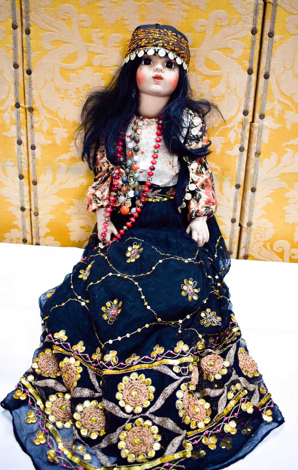Lot 44 - A German Bru Jne Bisque head doll, Gypsy...