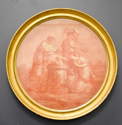 Lot 98 - A 19th century sanguine print in a circular...