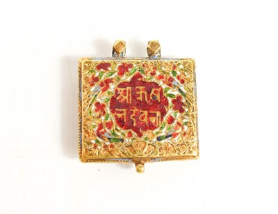 Lot 14 - An Indian Mughal gold & enamel amulet pendant,...