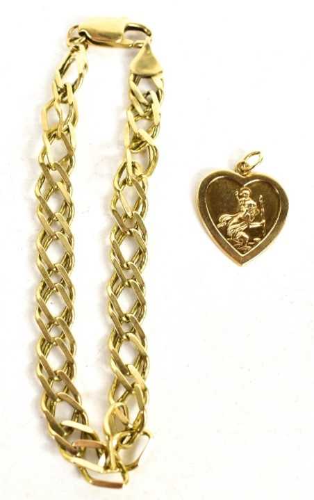 Lot 47 - A 9ct gold double link chain bracelet, with...