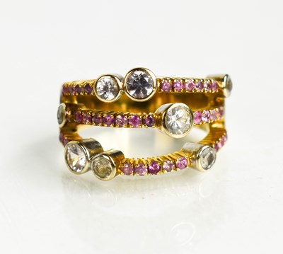 Lot 86 - A 14ct gold, diamond and pink sapphire set...