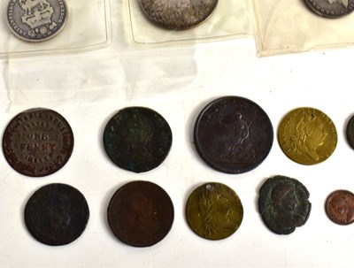 Lot 380 - A group of coins and tokens to include to...