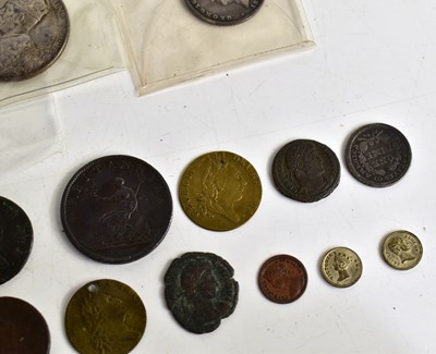 Lot 380 - A group of coins and tokens to include to...
