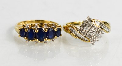 Lot 129 - A 9ct gold and sapphire ring, set with five...