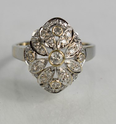 Lot 42 - An 18ct white gold and diamond ring, the...