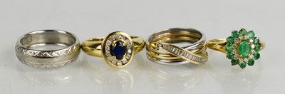 Lot 197 - A 9ct gold, diamond and sapphire ring, the...