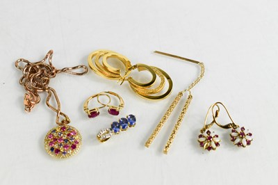 Lot 204 - Four pairs of 9ct gold earrings, of various...