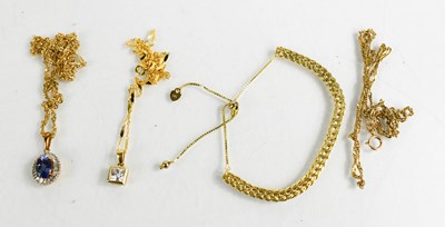 Lot 201 - A 9ct gold bracelet with draw link, a 9ct gold...