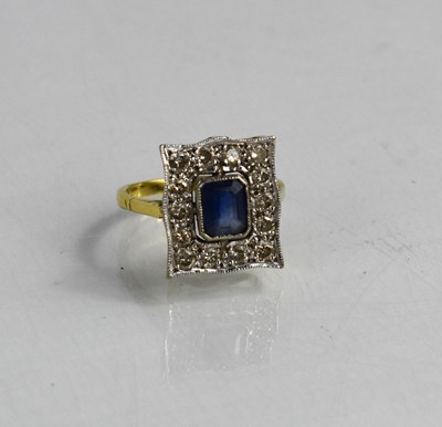 Lot 75 - An 18ct gold, platinum, diamond and sapphire...