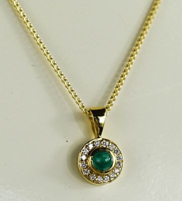 Lot 112 - An 18ct yellow gold, emerald and diamond...