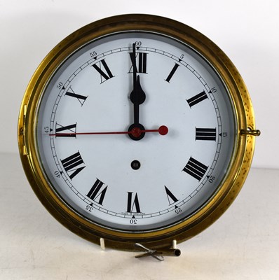 Lot 382 - A RAF brass bulkhead clock, Roman numeral dial,...