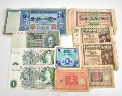 Lot 274 - A quantity of banknotes to include a 100 mark...