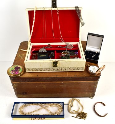 Lot 191 - A group of silver and costume jewellery inside...