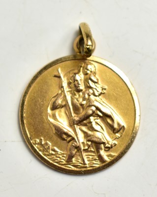 Lot 208 - A 9ct gold St Christopher pendant, 4.6g.