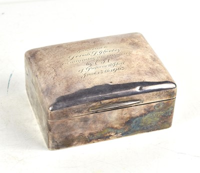 Lot 253 - A silver cigarette box, cedar lined with gilt...