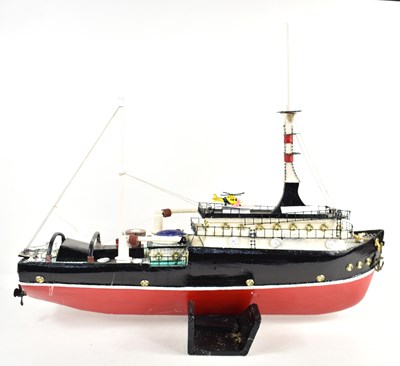 Lot 152 - A vintage scratch built wooden model of a boat,...