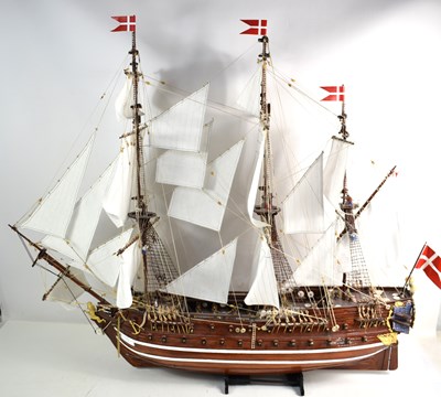 Lot 156 - A large vintage wooden model of a Danish fully...