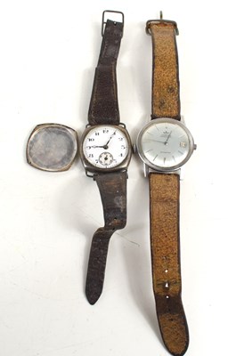 Lot 236 - A 1920s silver cased trench style wristwatch...