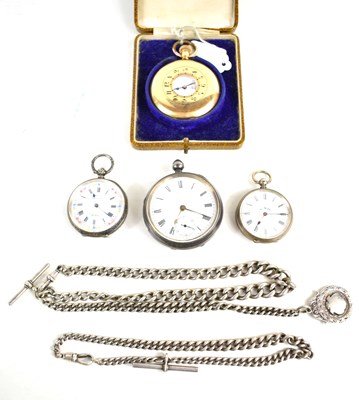 Lot 176 - A group of three silver cased pocket watches...