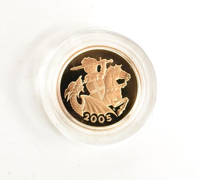 Lot 303 - A Royal Mint gold proof sovereign dated 2005,...