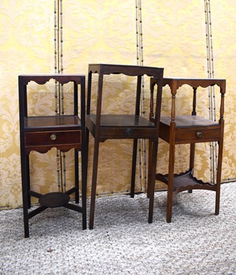 Lot 550 - Three 19th century mahogany bedside tables /...