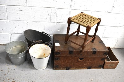 Lot 549 - A 19th century stained pine and metal clad...