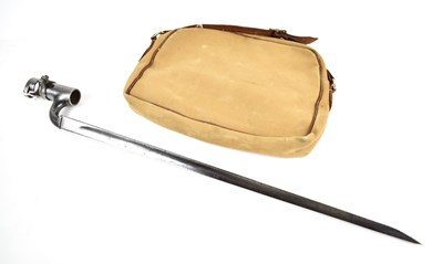 Lot 372 - A WWII dated canvas bag with leather strap...