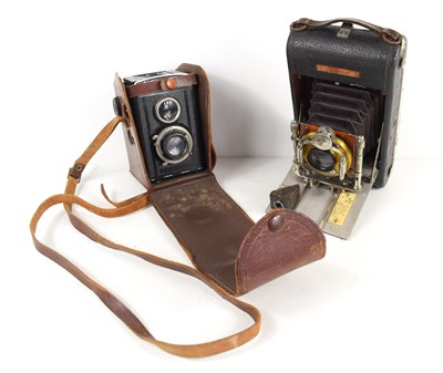 Lot 436 - A Voigtlander Brilliant box camera together...