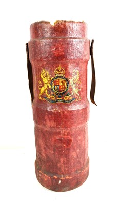 Lot 381 - An early 20th century red leather artillery...