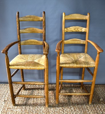Lot 542 - A pair of oak children's high chairs, with...