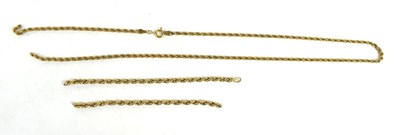 Lot 218 - A 9ct gold ropetwist necklace with hoop clasp,...