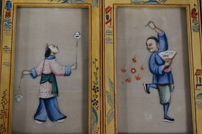Lot 135 - A Chinese folding screen containing twelve...