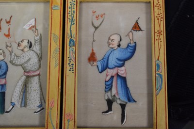 Lot 135 - A Chinese folding screen containing twelve...