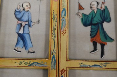 Lot 135 - A Chinese folding screen containing twelve...